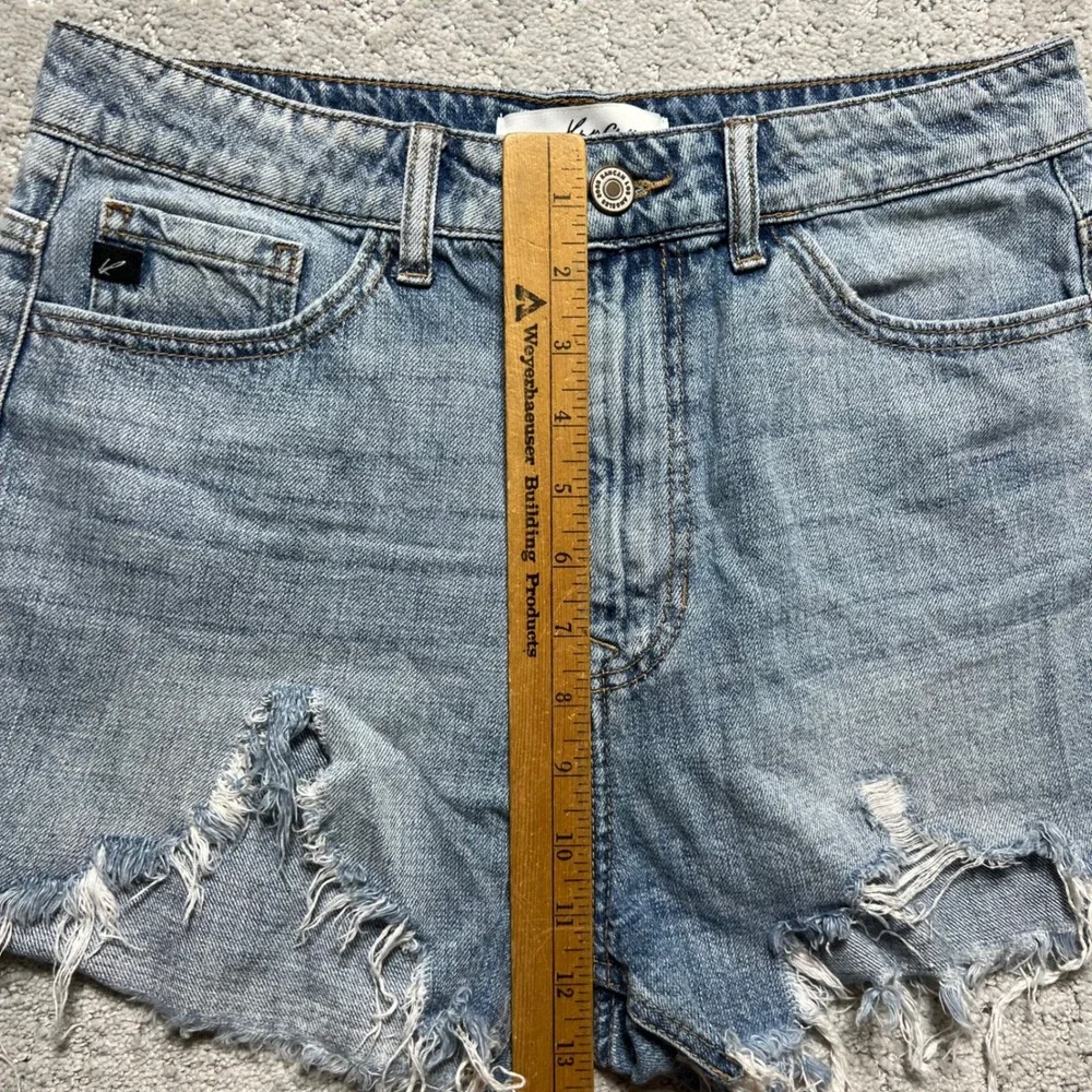 KanCan Jean Shorts Womens Medium Blue Light Wash‎ Denim High Rise Distressed Hem